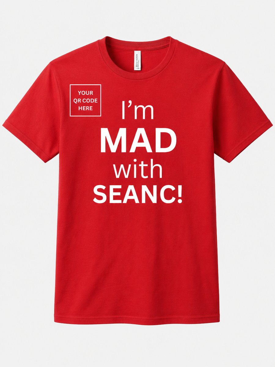 Red t-shirt reading I'm MAD with SEANC, worn by Western NC members